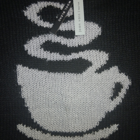 Joan Vass Black Sweater with Coffee Cup Design - Picture 3 of 3
